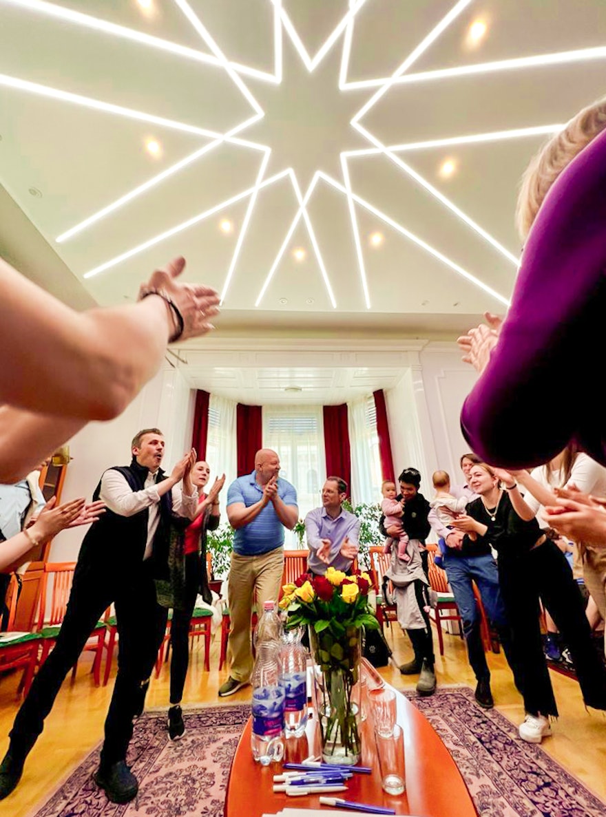 Pictured here are representatives of Baháʼí institutions at a gathering in Hungary.