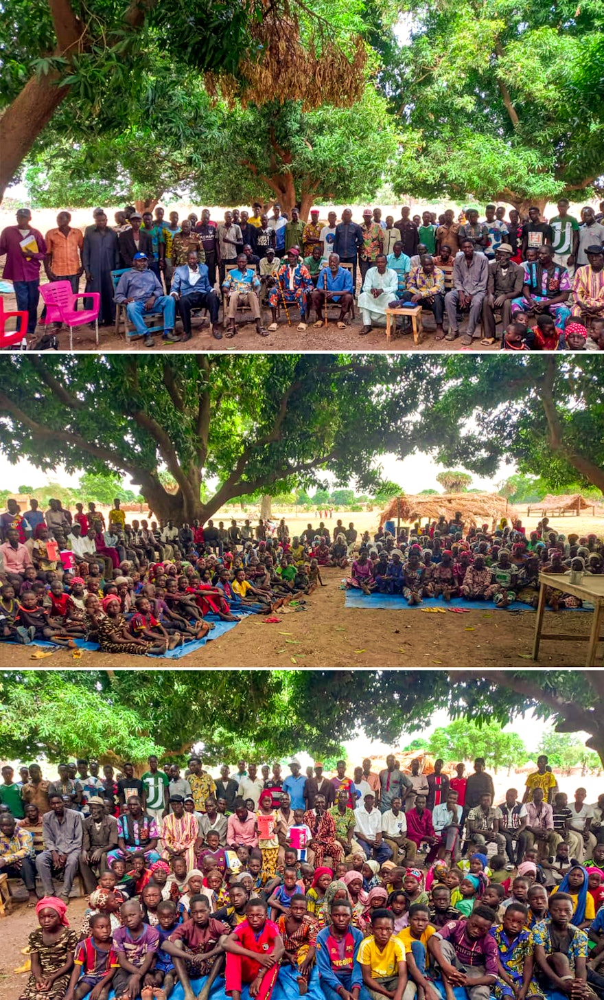 Pictured here is a gathering in Kolmon, Chad, which included a traditional chief among its participants.