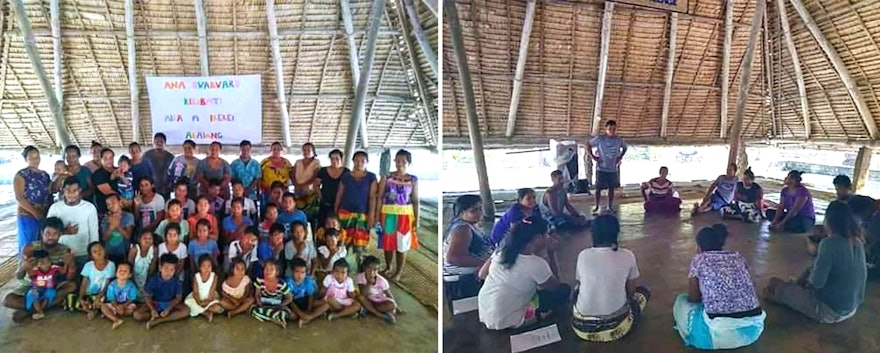 Participants at a gathering in Kiribati seen here gathered to discuss service to society.