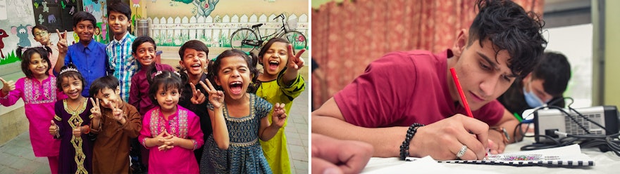 Pictured here are children and youth at conferences in Pakistan.