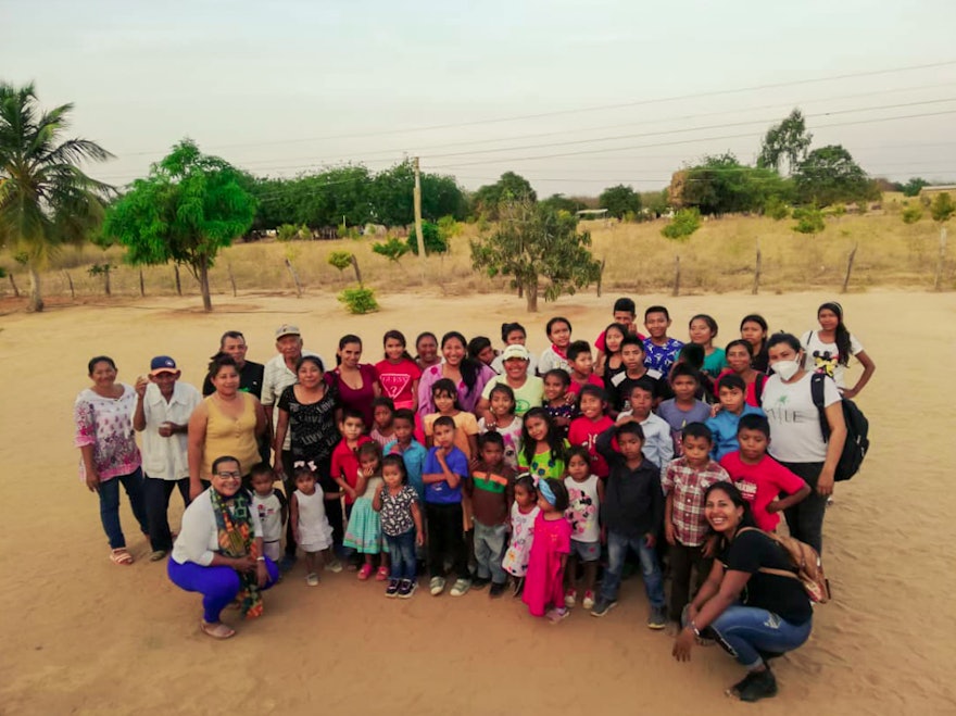 Children, youth, and adults at a gathering in the La Guajira region of Venezuela.
