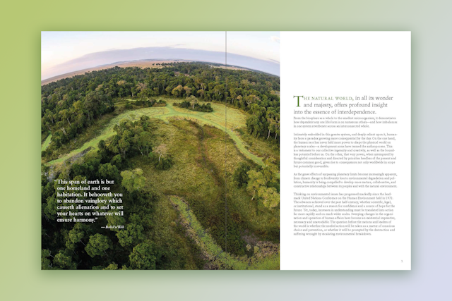 Some of the themes explored by the BIC in “One Planet, One Habitation” include: the essential principle of humanity’s oneness as the only foundation on which sustainable societies can be raised; justice as process and outcome; consultation and fostering consensus in action; and redefining notions of progress and development.