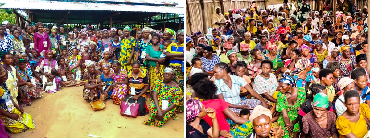 Some 500 women leaders gathered for two days in Bakua Kenge, located in the Kasai province of the Democratic Republic of the Congo (left). That gathering has inspired other similar conferences, such as the one in Bakua Mbuyi (right), which saw over 1,000 participants.