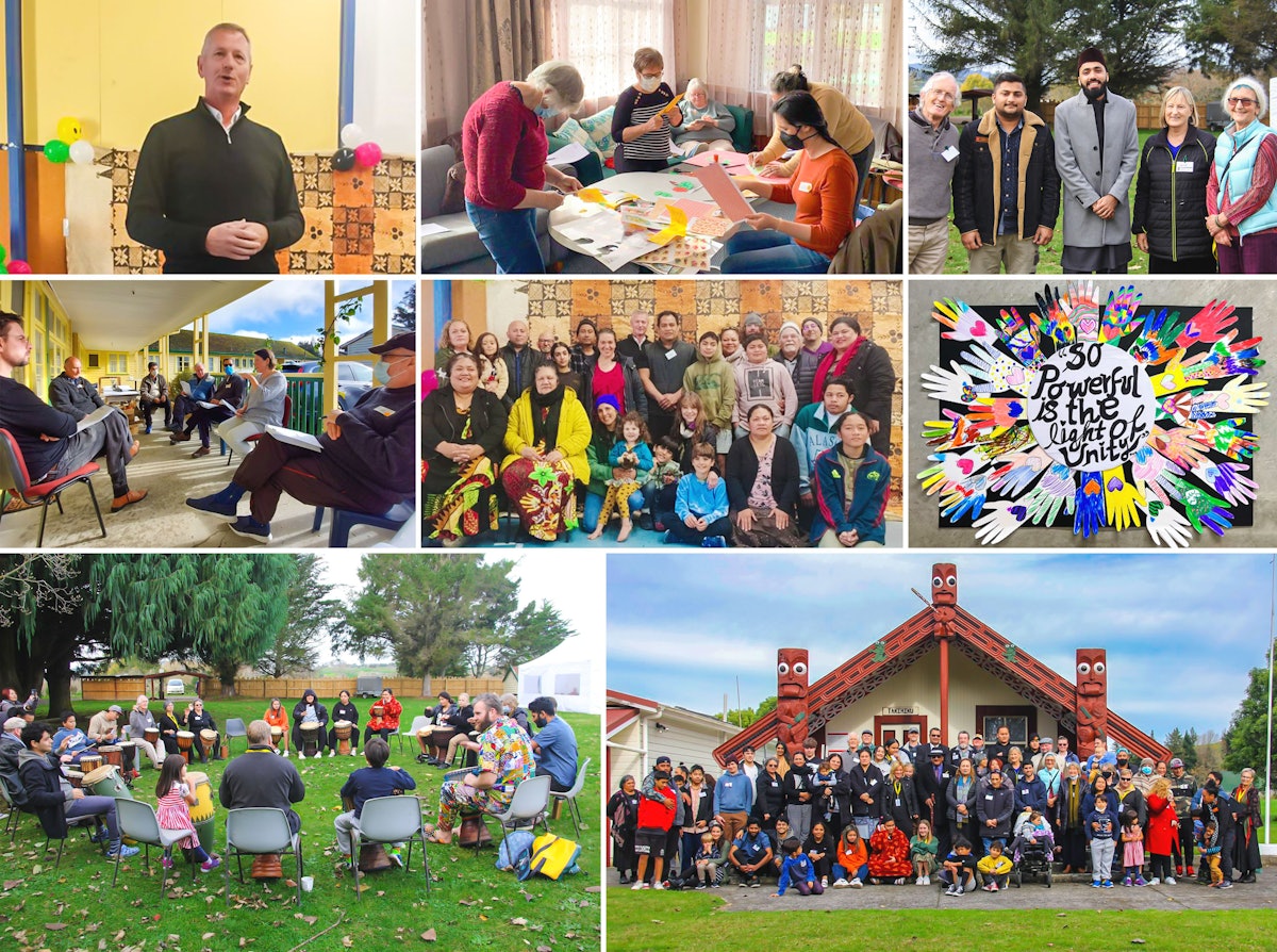 Pictured here are gatherings that took place throughout New Zealand. At the gathering in Waitaki, the mayor, Gary Kircher, stated: "Having a conference, which is focusing on community, which is focusing on being together, on inclusion, is something that very much fits with the vision that the Waitaki District Council has, and that we want to see for the whole district."