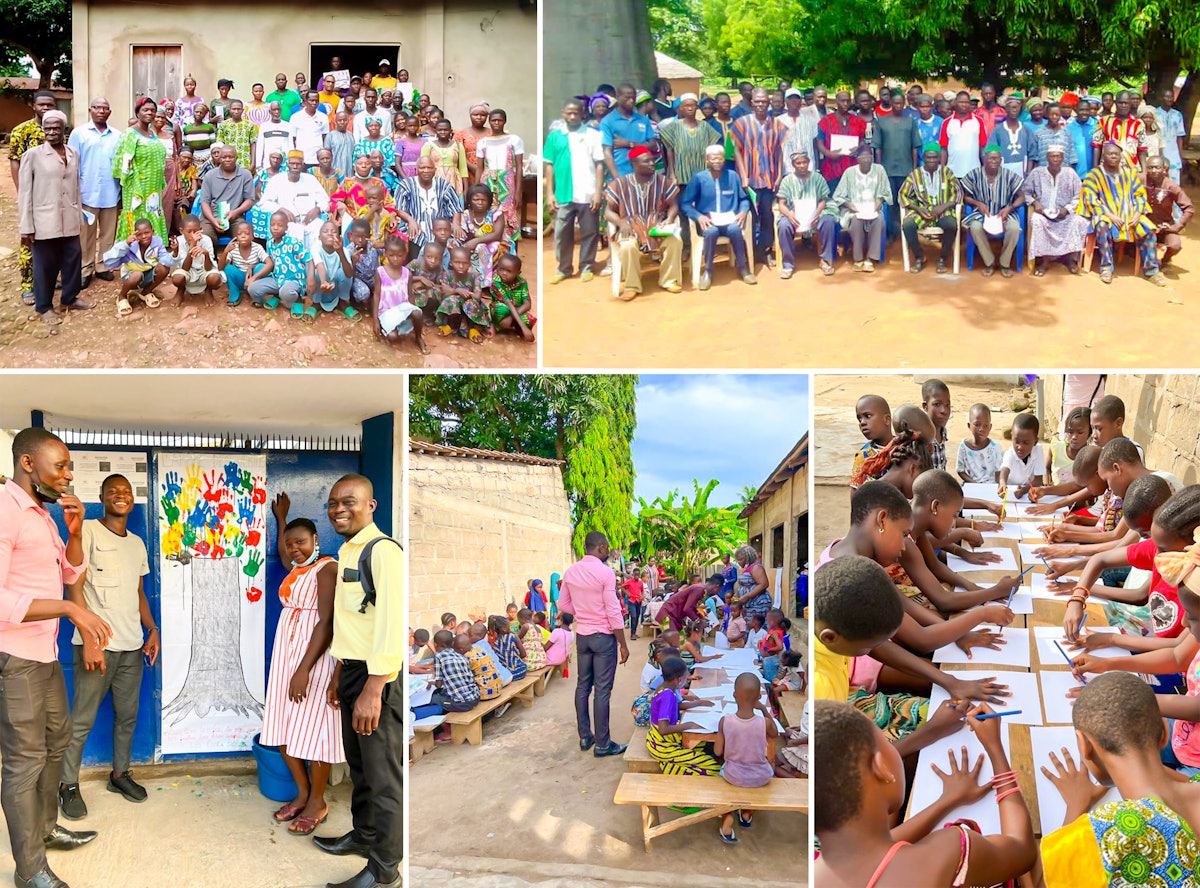 Pictured here are some of the many conferences held throughout Togo. At a conference in Naware (top right), some 24 village chiefs attended the gathering of some 100 participants.