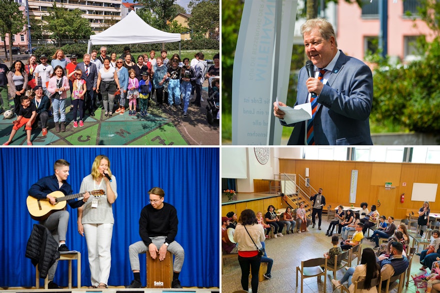 Stephan Färber, head of the municipal council in Offenbach, Germany, attended the conference held in that city. The gathering featured many discussions and musical performances.