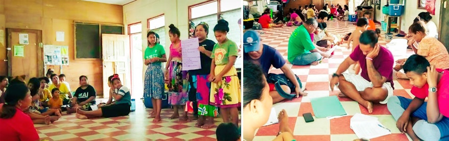 In Yap, a Caroline Island in the Federated States of Micronesia, one of the Satawal Island chiefs, Ignathio Emaipiy (top-right), and two community leaders attended the conference seen here.