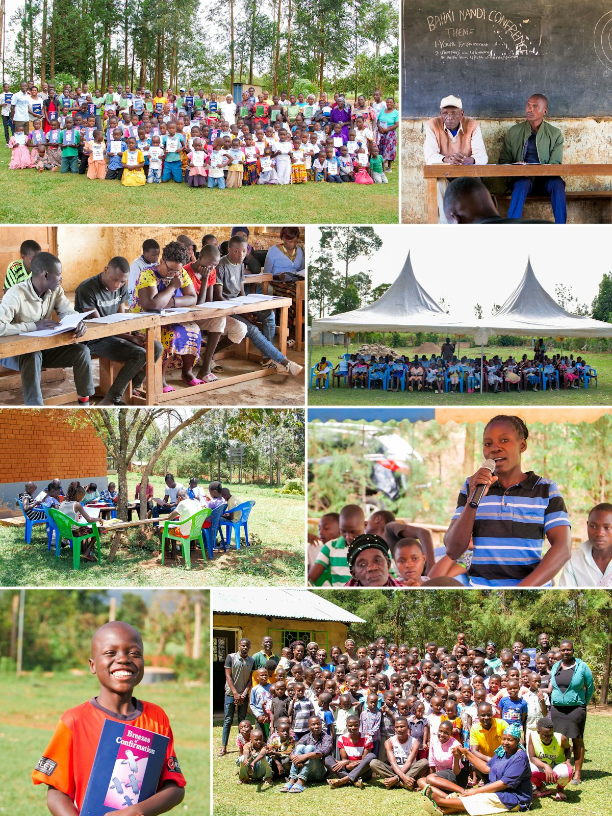 Over 200 conferences and gatherings are currently underway throughout Kenya. Pictured here are gatherings in Matete, Namarambi, Namawanga, Nandi-Kapsabet, and Lutali.