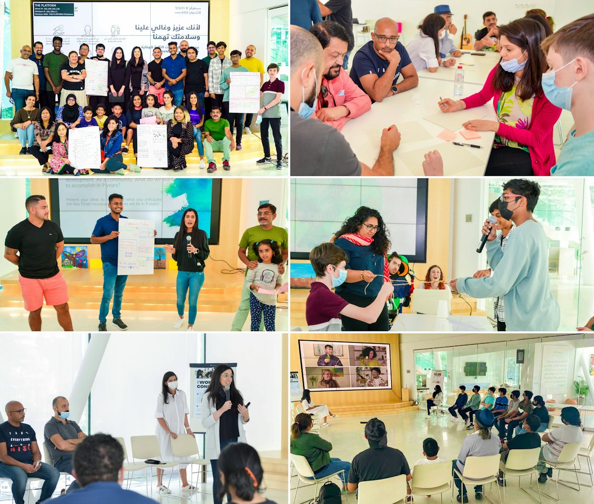 One of the themes explored at gatherings in the United Arab Emirates has been the important role that youth and children can play in contributing to social transformation. Seen here are some of the young attendees at recent gatherings.