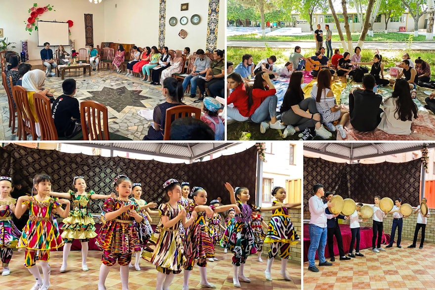 Pictured here are gatherings in Tashkent, Uzbekistan, which consisted of vibrant cultural artistic expressions and consultations about the betterment of their society.