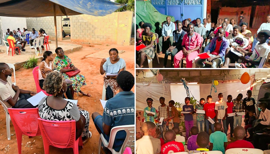 Seen here are neighborhood gatherings in the provinces of Luanda and Moxico, Angola.