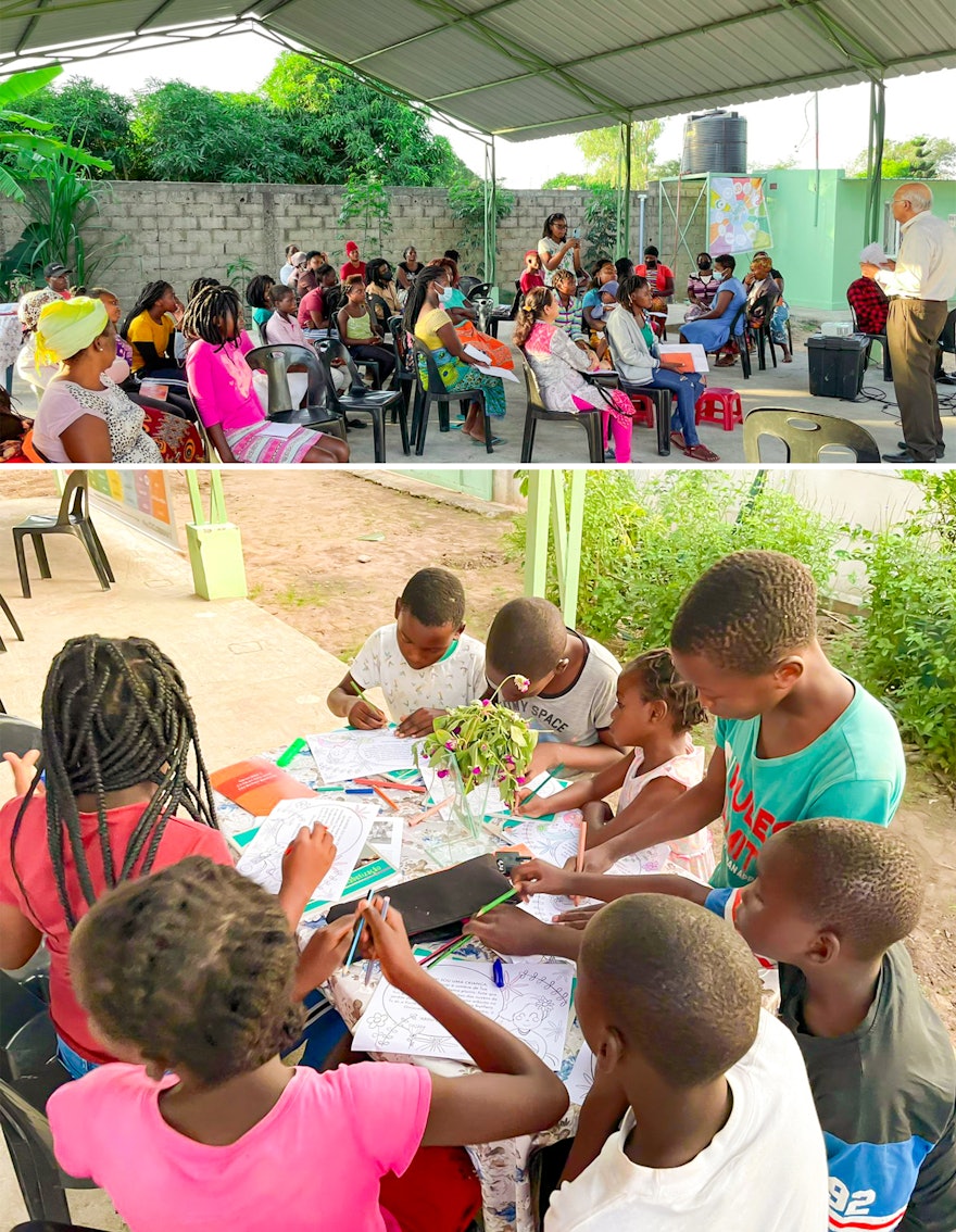 Pictured here is a neighborhood gathering in Matola, Mozambique.