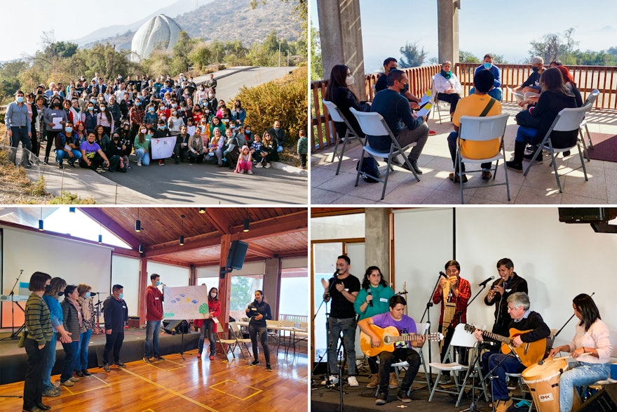 Seen here are participants of a recent conference held on the grounds of the Bahá’í House of Worship in Santiago, Chile.