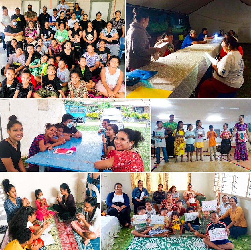 Local gatherings are being held in neighborhoods across the many islands and towns of Tonga, as seen in these images.