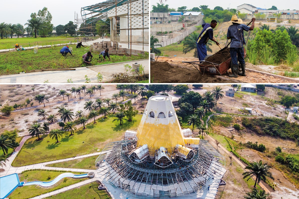 Landscaping work on the temple grounds is progressing. The grounds will include flowers from local nurseries in Kinshasa.