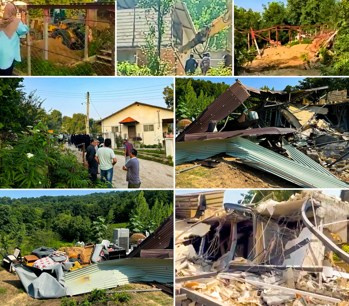 Imágenes de la destrucción de algunas casas bahá’ís en el pueblo de Roushankouh, en la provincia de Mazandarán, por parte de agentes del Gobierno iraní.