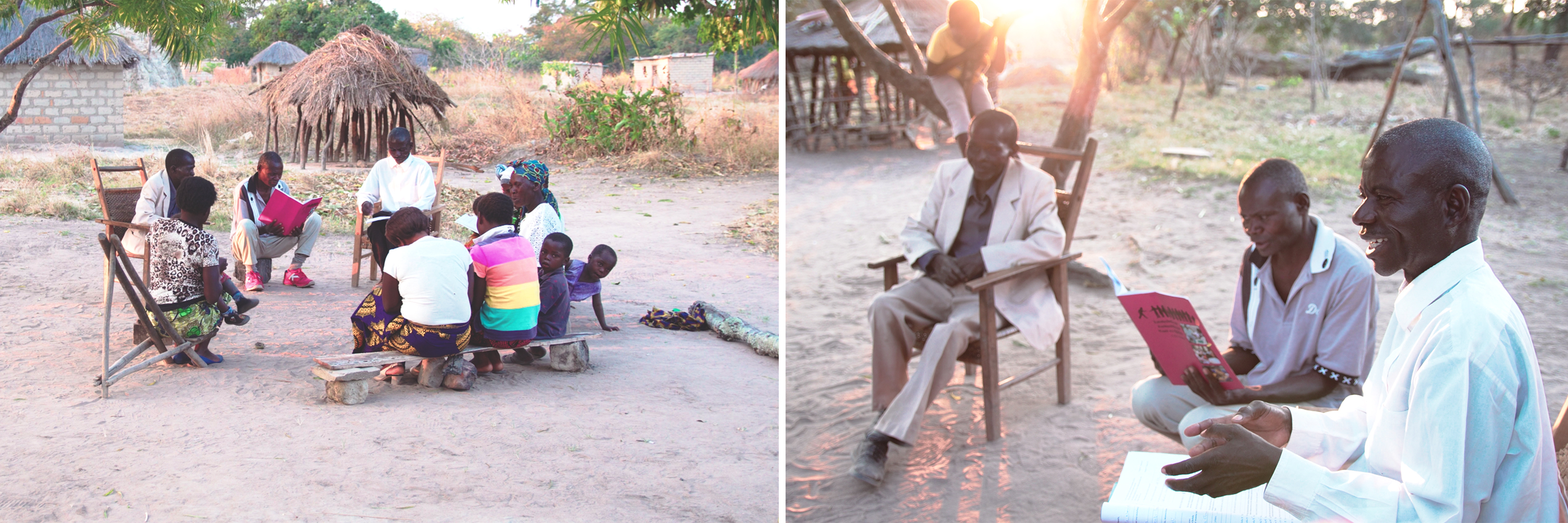 Participants in Bahá'í educational program concerned with moral empowerment explore the application of spiritual principles to life of their village.