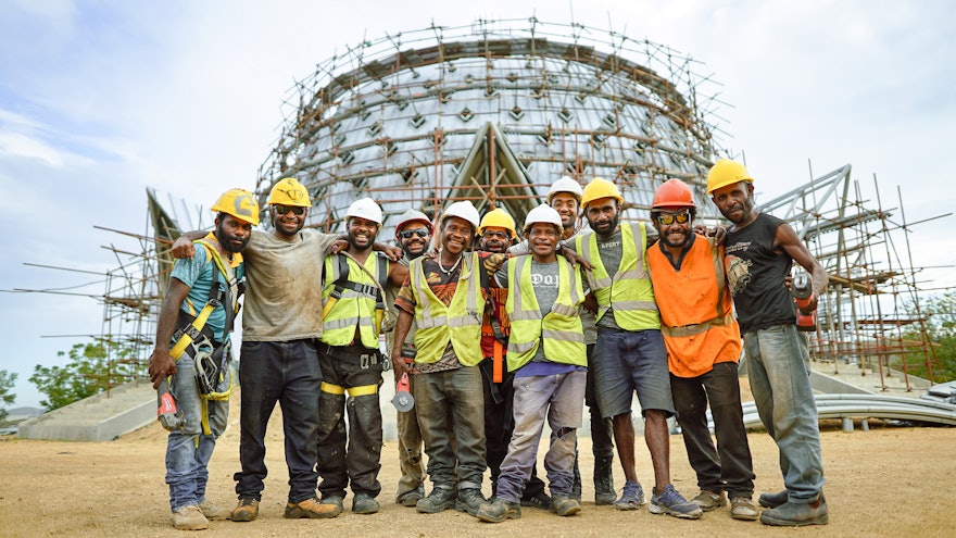 A shot of some of the members of the construction team.