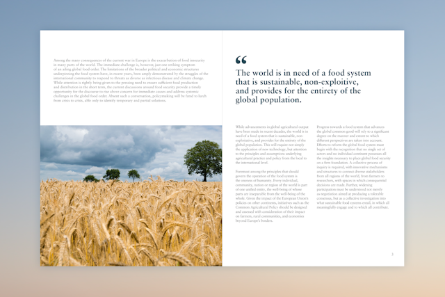 بیانیۀ جدید توسط دفتر بروکسل جامعۀ بین‌المللی بهائی دلالت‌های اصل یگانگی بشریت بر بهبود امنیت غذایی جهانی را بررسی می‌نماید.