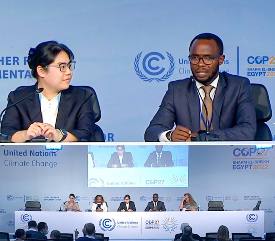 Peter Aburi (top image, right), BIC representative from Kenya, at a press conference.