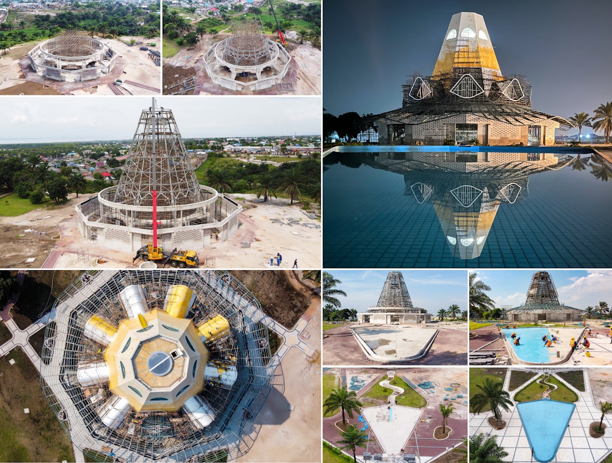 Construction of the Bahá’í House of Worship in the Democratic Republic of the Congo continued to advance, including the completion of steel superstructure for the dome.