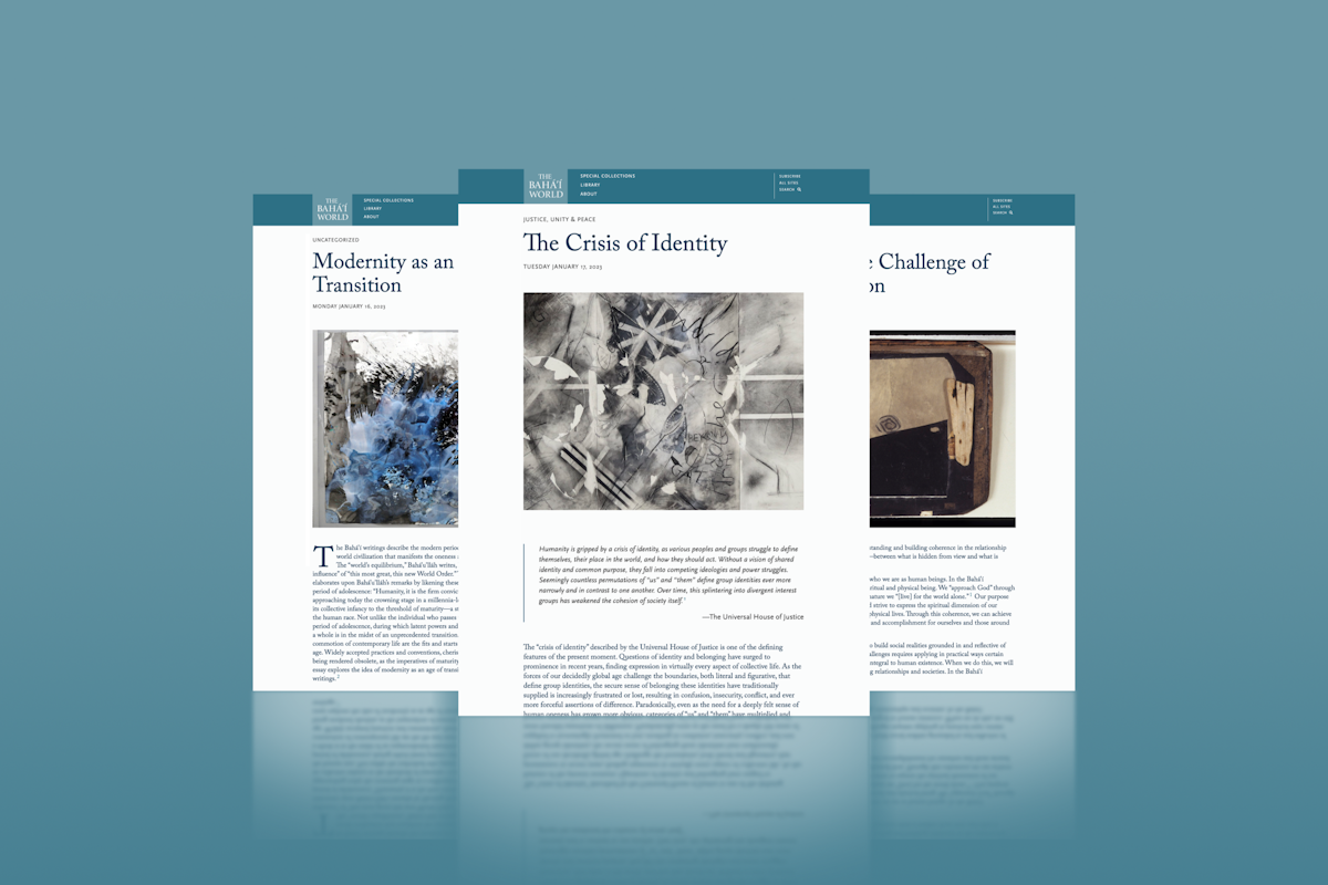 Three new articles published on the Bahá’í World website explore legacy of colonialism and pursuit of reconciliation; diversity and oneness; and modernity.