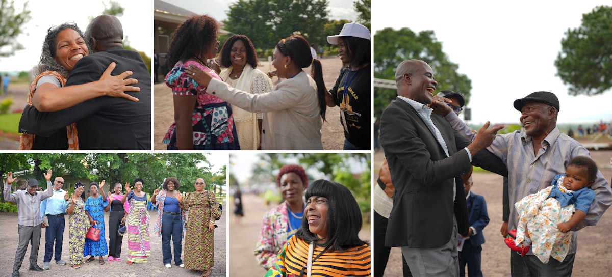 Des personnes venues de toute la RDC, de près ou de loin, arrivent sur le site du temple pour le début de la cérémonie d’inauguration.