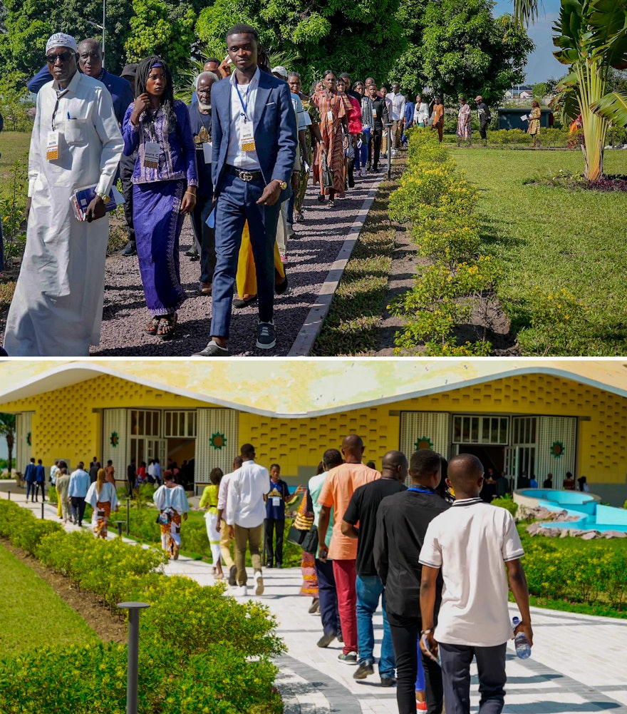 Participants entering the temple for the first time.