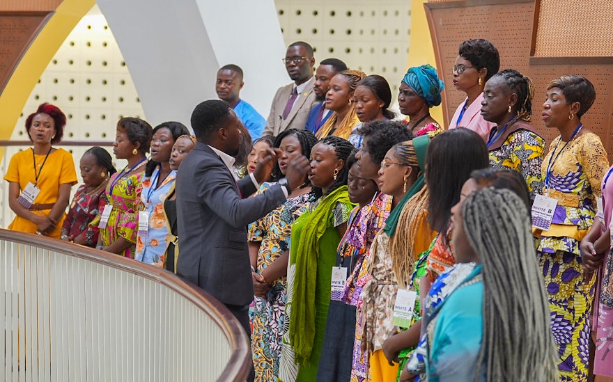 Another choir sings on the mezzanine in the temple during the devotional program of the second day.