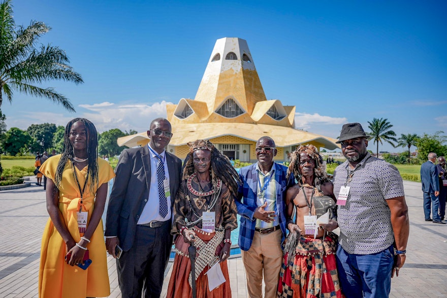 Attendees seen here with chiefs from the Kalomba area: Mikobi Mikobi (third from left) from the village of Batwa Kadimba and Mukenshayi Laurent (second from the right) from the village Ditalala.