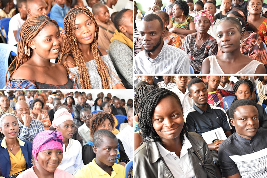 Communities from across the DRC gathered to watch a live stream of the dedication ceremony.