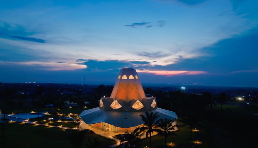 An arial view of the temple.