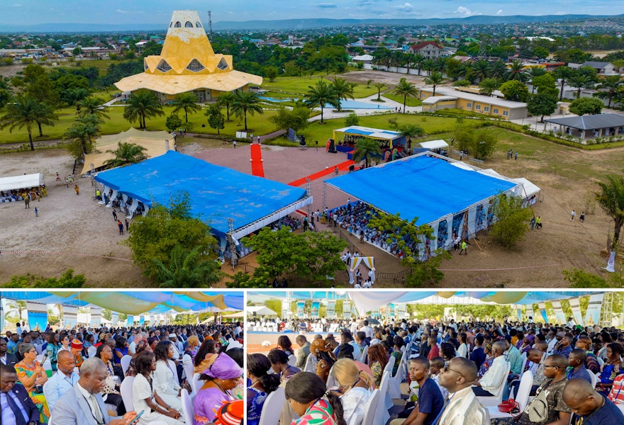 Participants gathered under tents for parts of the program.