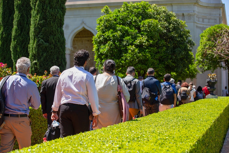 Delegates visiting the Shrine of the Báb.