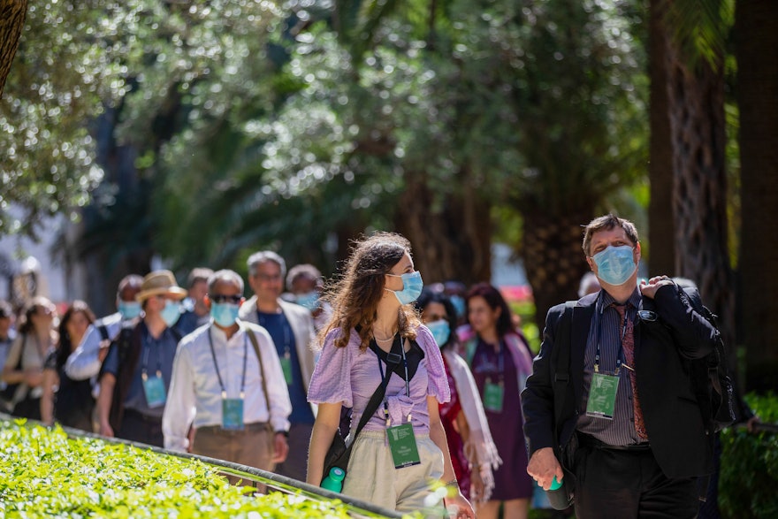 Participants approaching the Shrine of the the Báb.