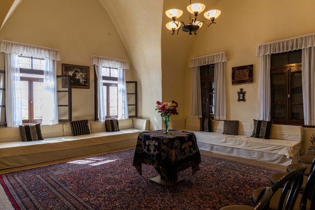 A room of the Mansion of Mazra‘ih where Bahá’u’lláh   would receive pilgrims and visitors.