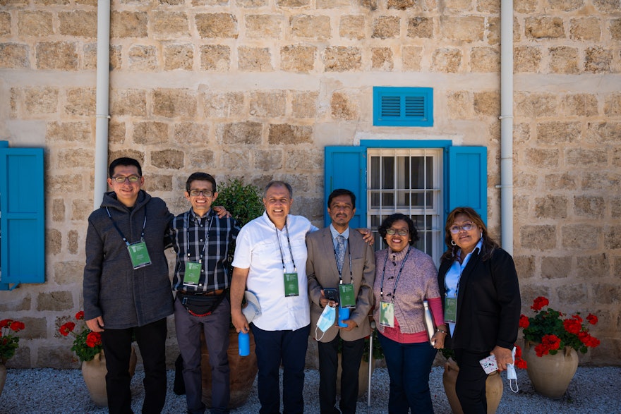 Delegates from Peru at the Mansion of Mazra‘ih.