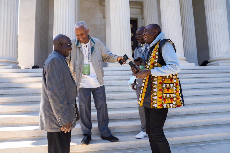 Delegates outside of the International Archive Building.