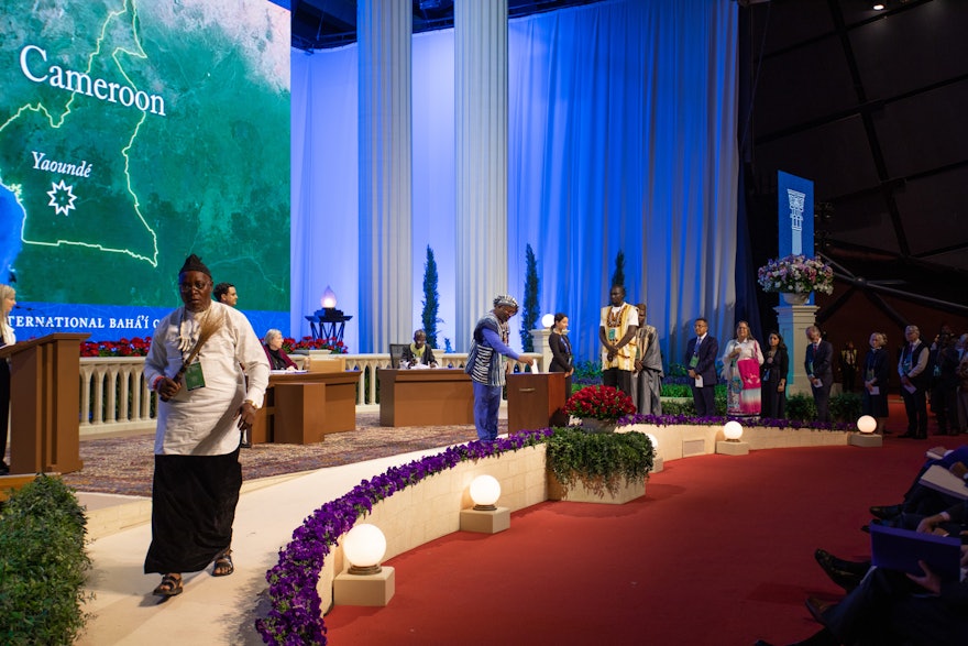 Delegates from Cameroon cast their ballots for the election of the Universal House of Justice.