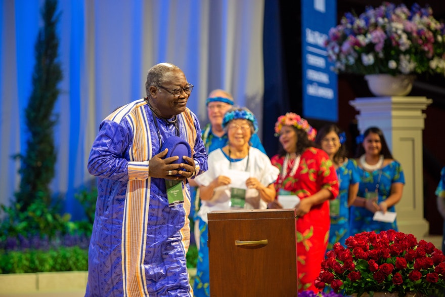 A delegate from Mali casts his ballot for the election of the Universal House of Justice.