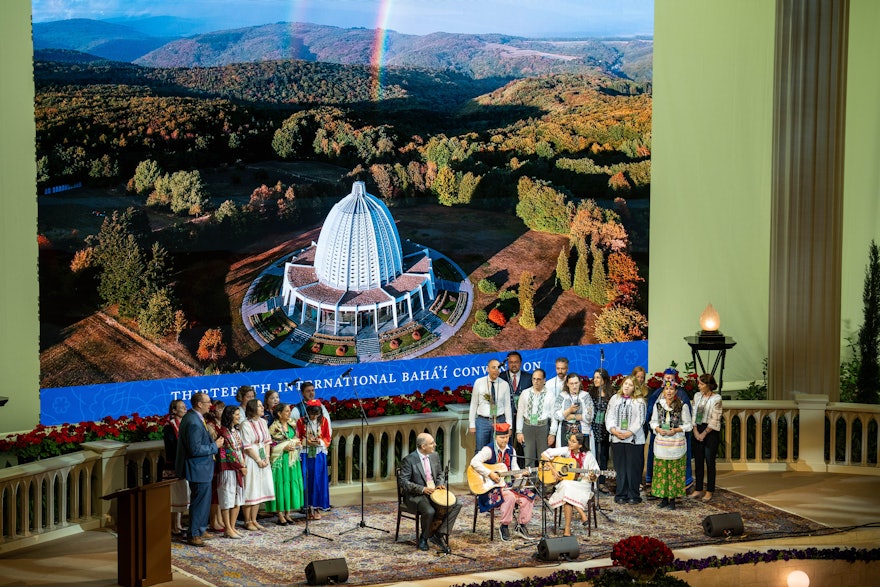 Delegates from various countries throughout Central Asia perform songs from the region during one of the musical presentations that punctuated the consultative sessions.