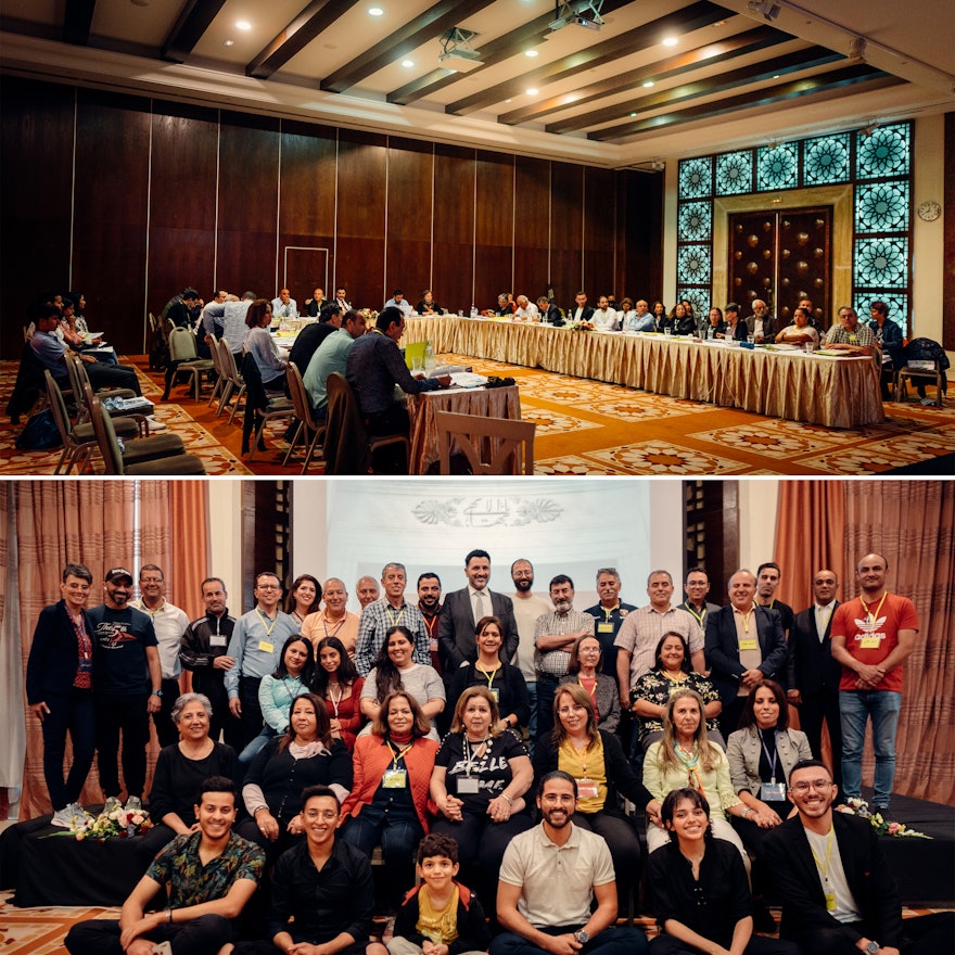 Les délégués et d’autres participants à la convention nationale des bahá’ís de Tunisie.