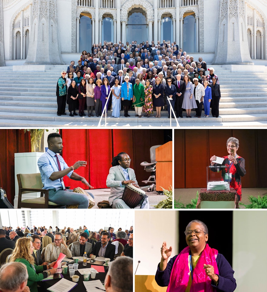 Delegates of the 115th national Bahá'í convention in the United States, gathered in Foundation Hall at the House of Worship in Wilmette, Illinois to elect their National Spiritual Assembly.