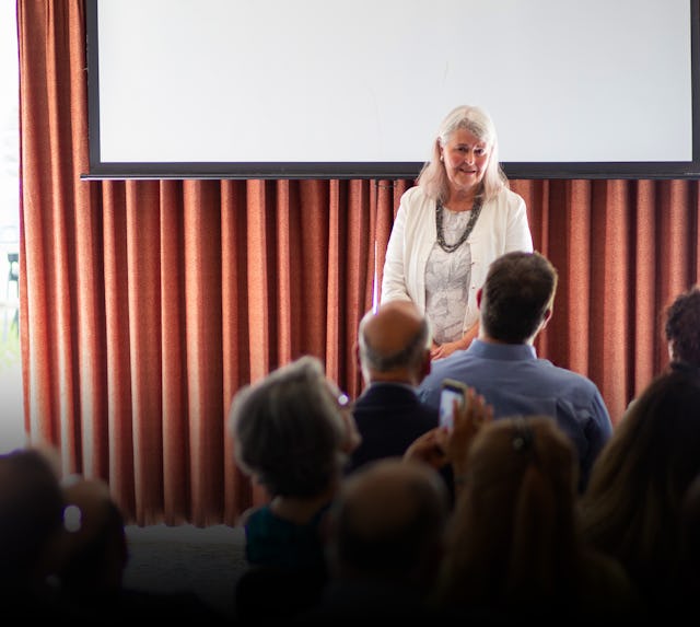 May Hofman told stories from David Hofman’s life as he left his acting career to establish George Ronald Publisher.