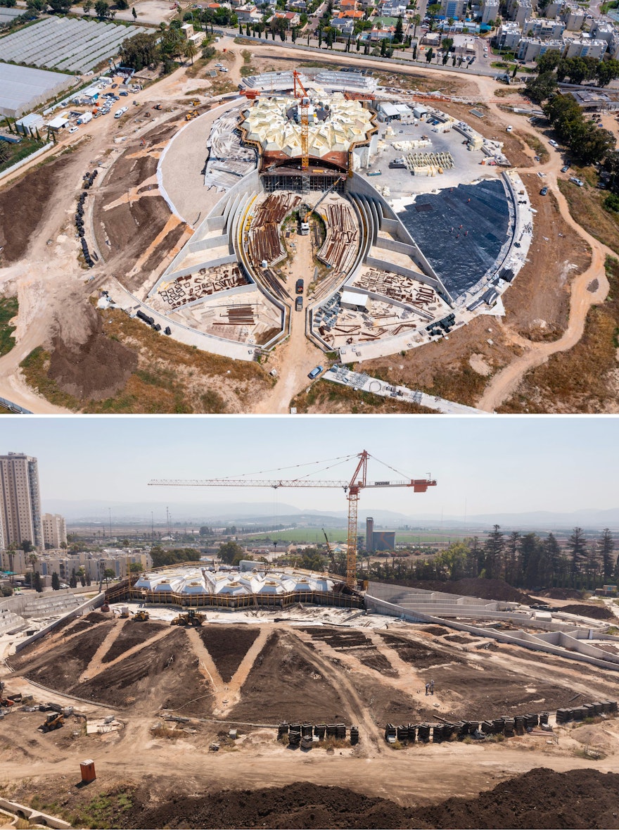 While the final preparations are made for the trellis, work on the east and west berms has continued. On the west berm, a layer of soil has been added, and the paths that will trace a star pattern on the berms are beginning to be formed.