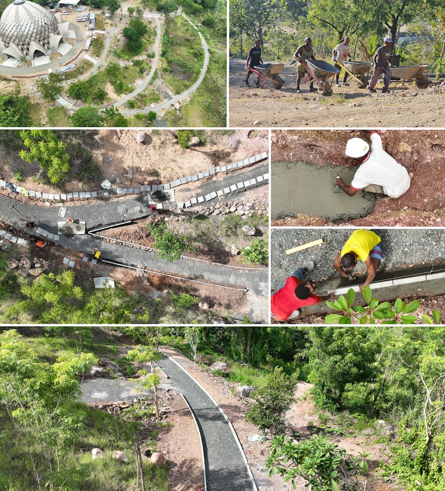 The footpaths to the temple are now taking shape.