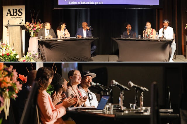 Panelists exploring the role of theatre in contributing to social change.