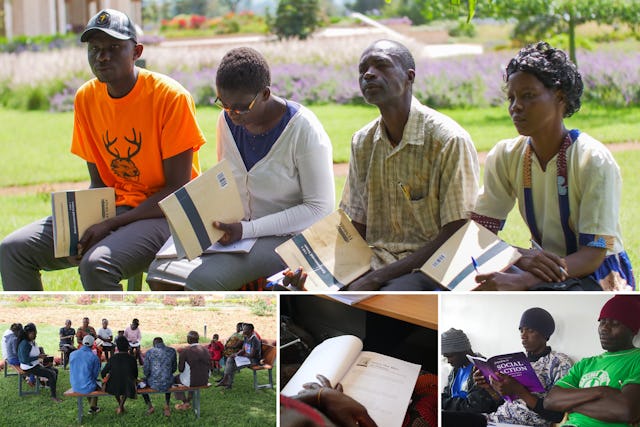 Participants in the Preparation for Social Action (PSA) program study issues related to the environment. Members of the Radio Jamii team are present, gathering ideas to include in a radio program exploring issues related to our relationship with the environment.