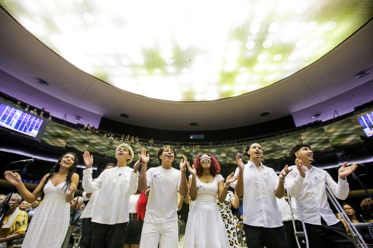 A group of youth share songs they created as part of their efforts in Bahá’í community-building activities.