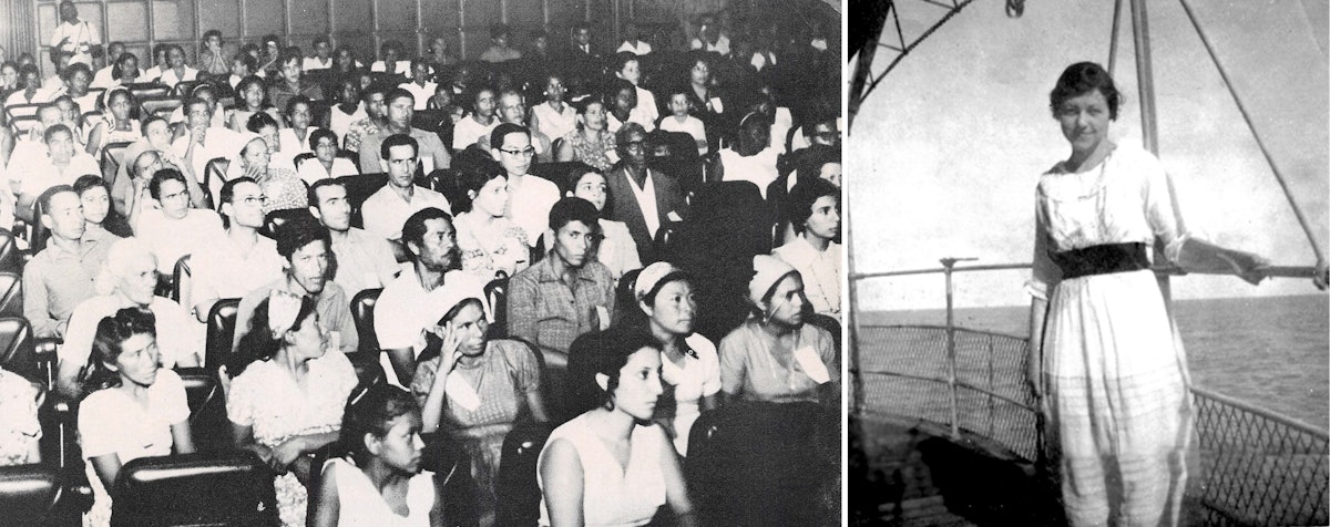 (Left) The Brazil Congress commemorates the 50th anniversary of the arrival of the first Bahá'í to Brazil; (Right) Leonora Armstrong, an American woman of 25 who became the first Bahá’í to settle in Brazil.